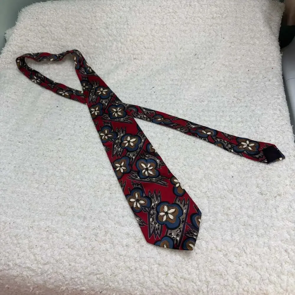 Pierre Balmain Silk Necktie Floral Red Blue